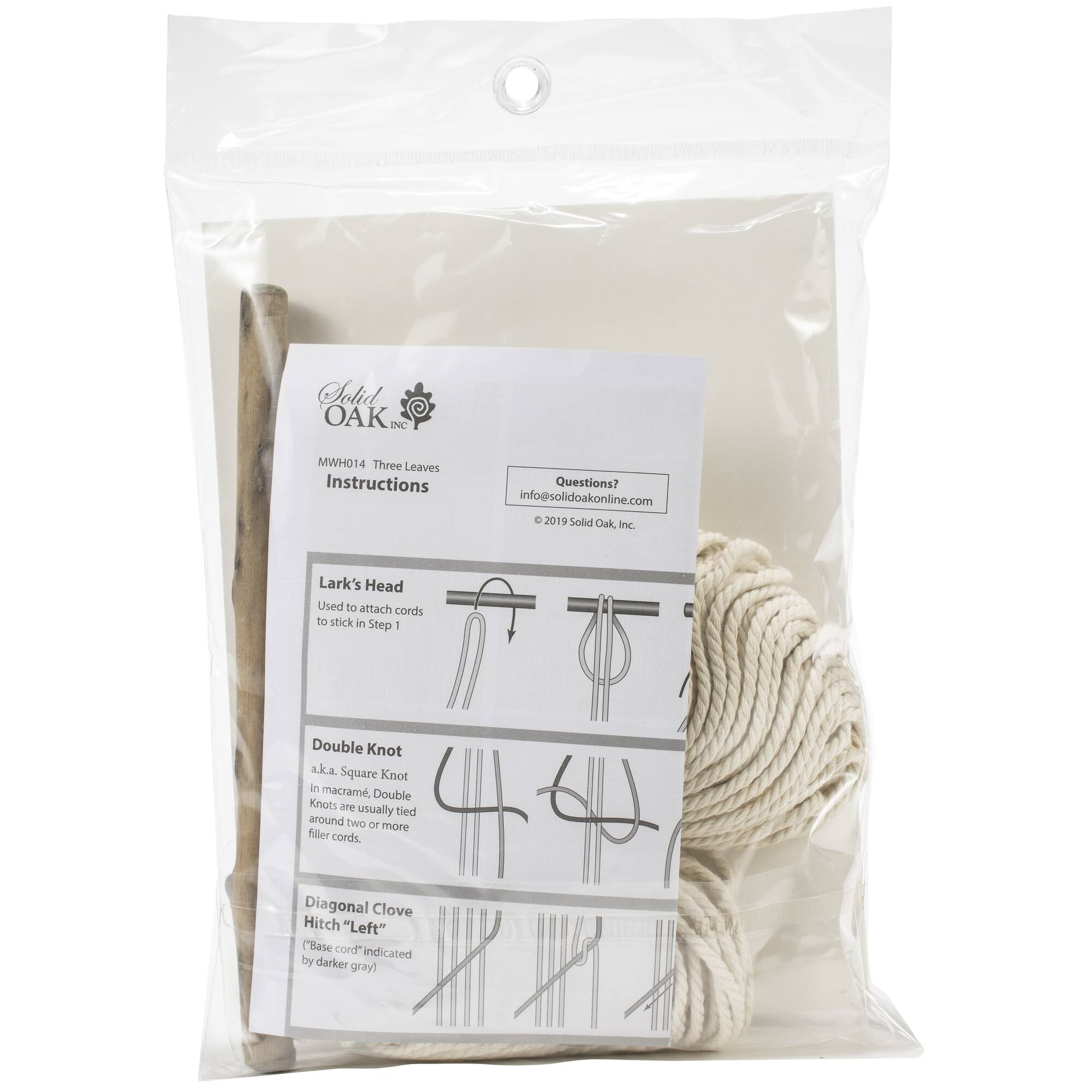 Solid Oak Make-ramé™ Three Leaves Mini Macramé Wall Hanging Kit